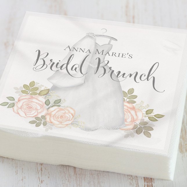 Servilleta De Papel Brunch Bridal Elegante Sencillo Vestido Floral Mod (Subido por el creador)