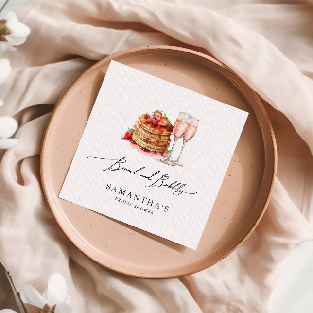 Servilleta De Papel Brunch & Bubbly Elegake Pink Bridal Ducha (Subido por el creador)