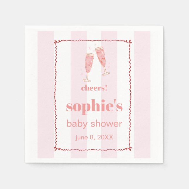 Servilleta De Papel Brunch & Bubbly Red And Pink Wavy (Anverso)