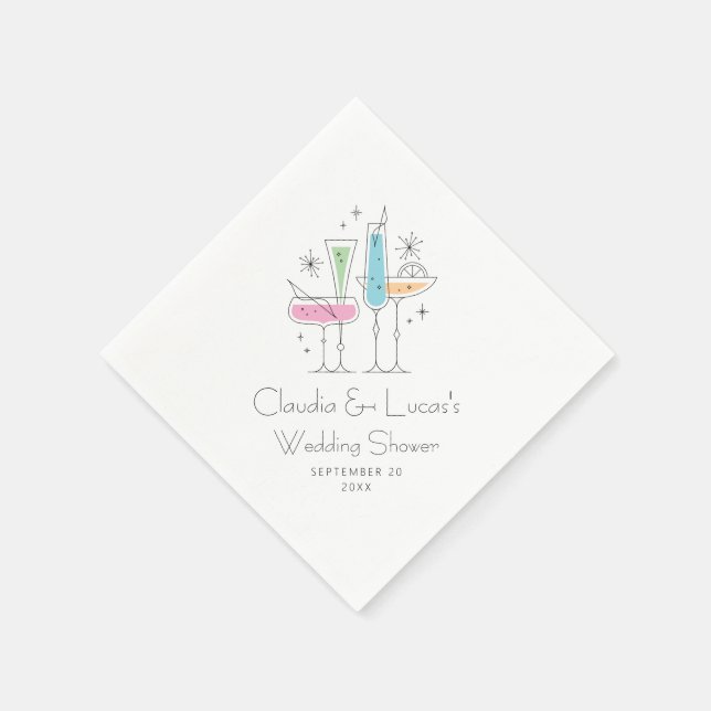 Servilleta De Papel Brunch de boda Retro Bubbly Champagne (Borde)