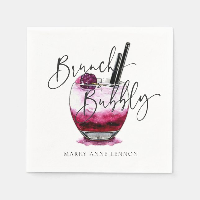 Servilleta De Papel Brunch de cócteles y servilletas de burbujas (Anverso)