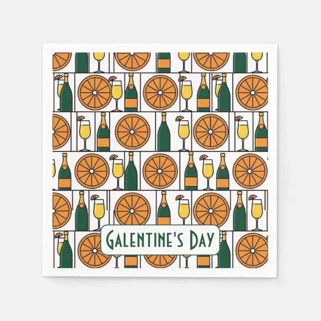 Servilleta De Papel Brunch de Galentines Day Mimosas Retro (Anverso)