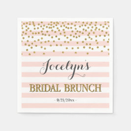 Servilleta De Papel Brunch de novias Rubor Pink and Gold Stripes Confe