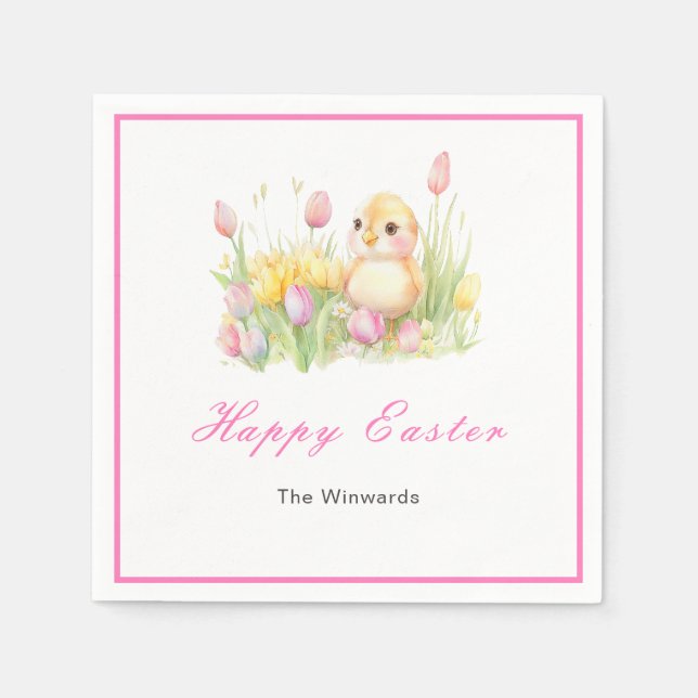 Servilleta De Papel Brunch de Pascua de Pollo de Primavera (Anverso)