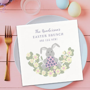 Servilleta De Papel Brunch de Pascua y Floral de conejo de huevo