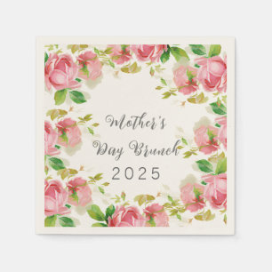 Servilleta De Papel  Brunch del    día de la madre - rosas rosas rosas