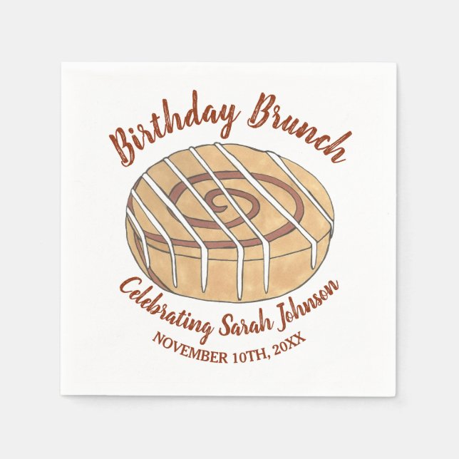 Servilleta De Papel Brunch del partido de cumpleaños Cinnamon Roll Bun (Anverso)