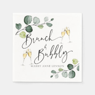 Servilleta De Papel Brunch Eucalyptus mínimo y servilletas Bubbly