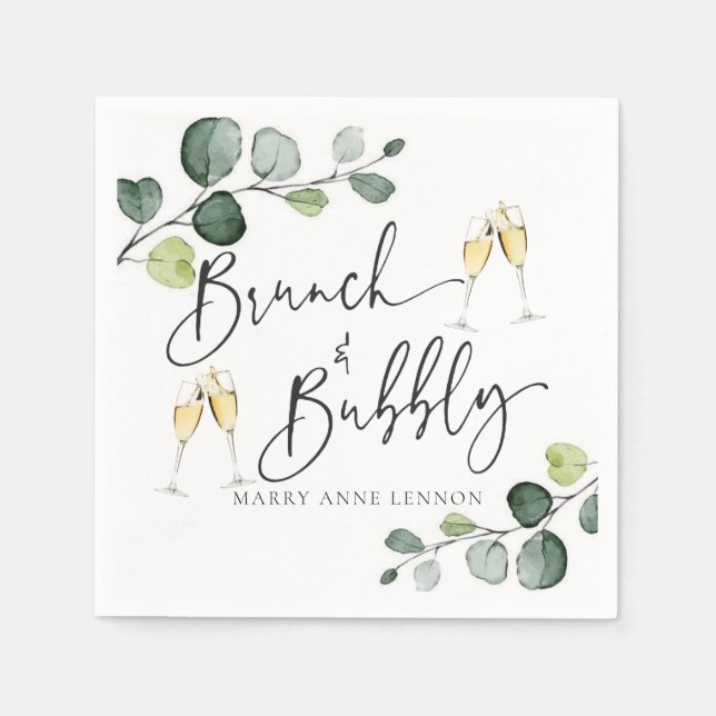 Servilleta De Papel Brunch Eucalyptus mínimo y servilletas Bubbly (Anverso)