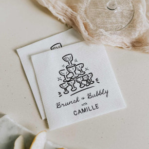 Servilleta De Papel Brunch Moderno y Bridal Shower Burbujeante