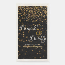Servilleta De Papel Brunch Personalizado Bubbly Gold Confetti En Negro