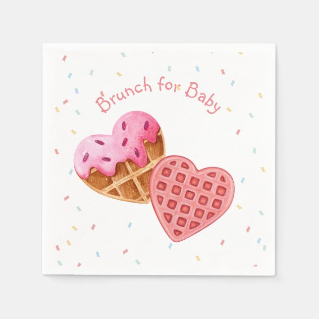 Servilleta De Papel Brunch rosa para la ducha de bebé (Anverso)