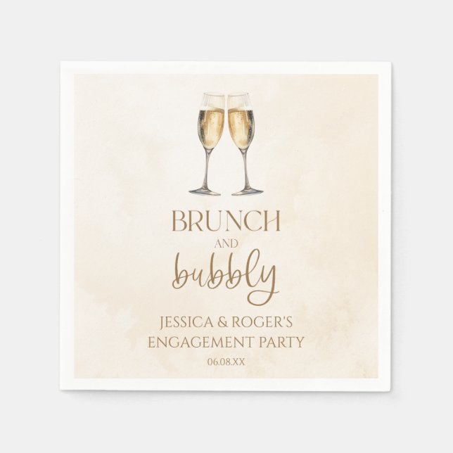 Servilleta De Papel Brunch y Bubbly Engagement Party Brunch (Anverso)