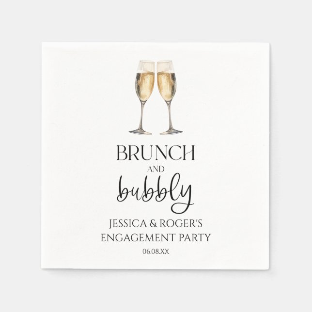 Servilleta De Papel Brunch y Bubbly Engagement Party Brunch (Anverso)
