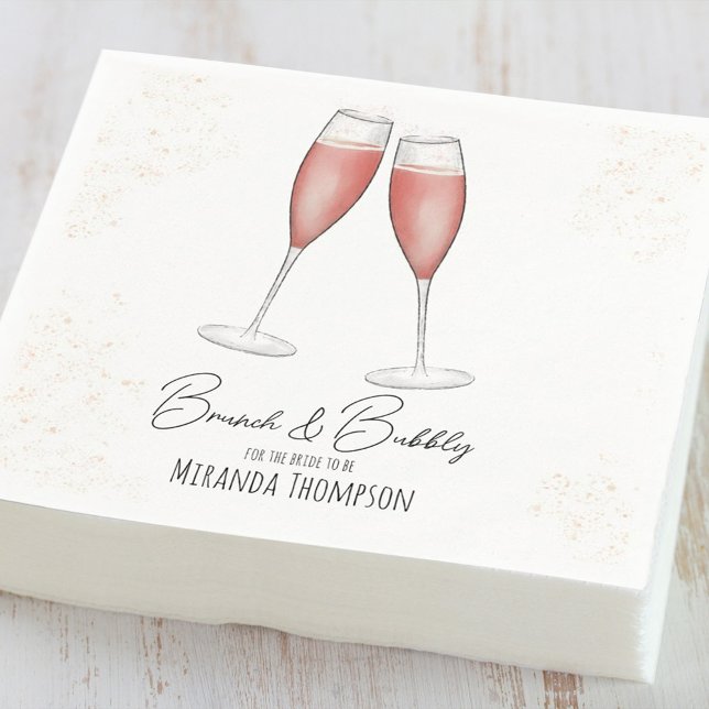 Servilleta De Papel Brunéi de ducha de novia rosa y acuarela burbujean (Subido por el creador)