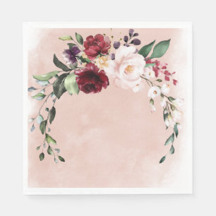 Servilleta De Papel Brunéi de novias de Borgoña Rústica y Rosas Rosa R