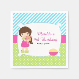 Servilleta De Papel Brunette Chica Sleepover Slumber Fiesta