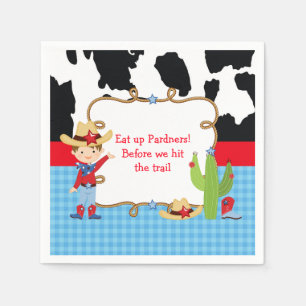 Servilleta De Papel Brunette Cowboy Western Birday Party