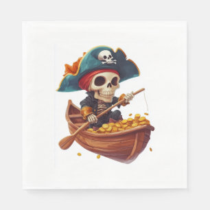 Servilleta De Papel Bucanero de huesos - Cráneo de pirata divertido