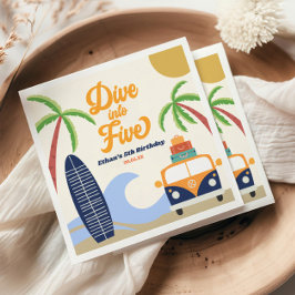 Servilleta De Papel Bucear en cinco Surf Azul 5º Partido de Cumpleaños