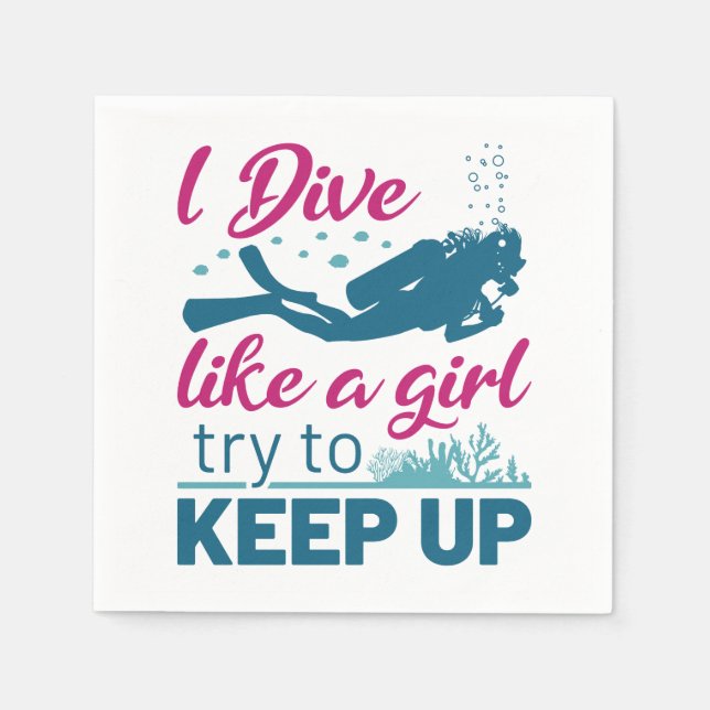 Servilleta De Papel Bucear Scuba me sumerjo como un Chica trata de est (Anverso)