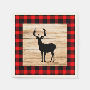 Servilleta De Papel Buck Deer Silhouette Buffalo Plaid Wood