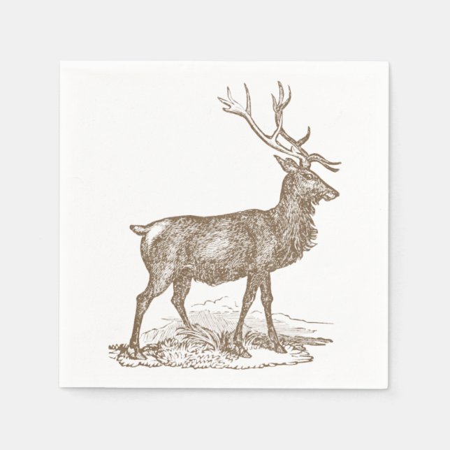 Servilleta De Papel Buck Mule Deer Letterpress Style (Anverso)