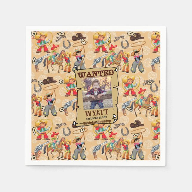 Servilleta De Papel Buckaroo Cowboy Birthday Boy foto con foto (Anverso)