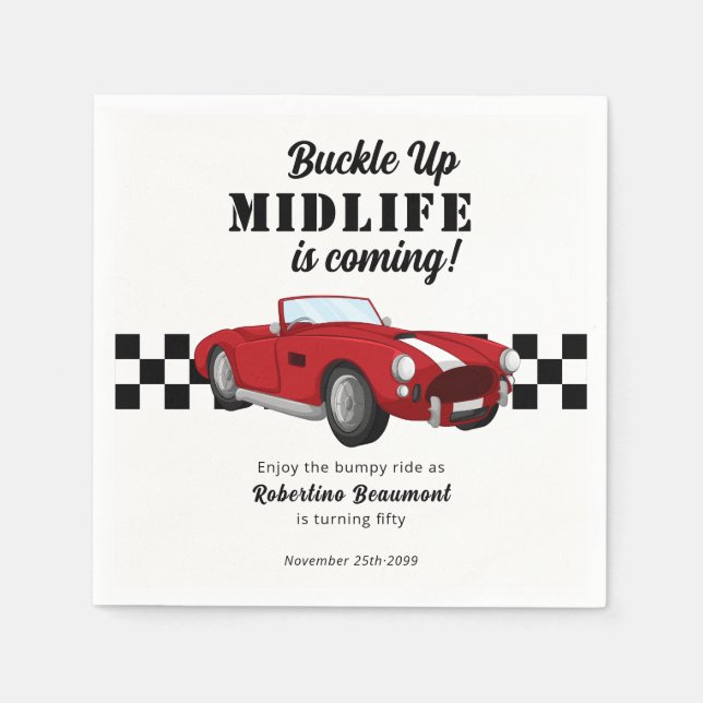 Servilleta De Papel Buckle Up Funny Midlife Car 50th Birthday (Anverso)