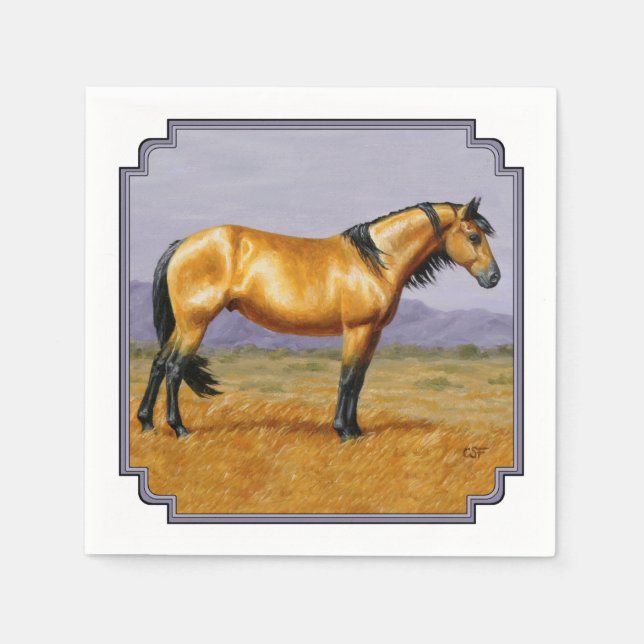 Servilleta De Papel Bucksin Wilse Horse Mustang Stallion (Anverso)