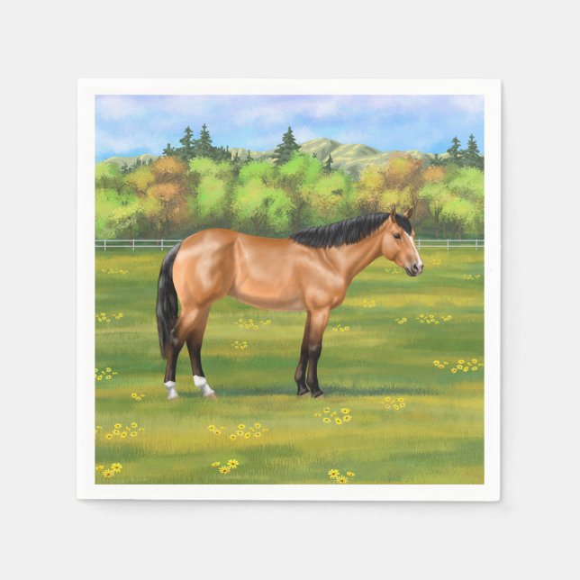 Servilleta De Papel Buckskin Dun Quarter Horse (Anverso)