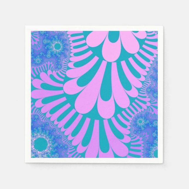 Servilleta De Papel Bucle rosa y Verde azulado (Anverso)