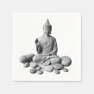Servilleta De Papel Buda sereno con piedras y plantas