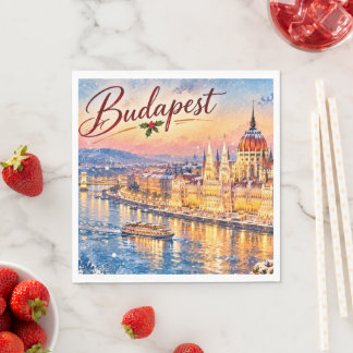 Servilleta De Papel Budapest Hungría Danubio Parlamento Navidad