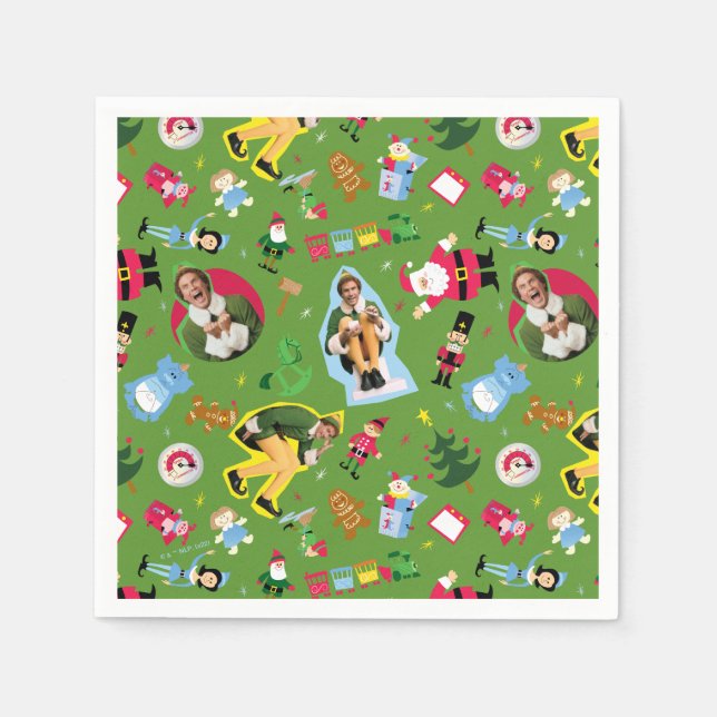 Servilleta De Papel Buddy the Elf and Navidades Icons Pattern (Anverso)