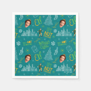 Servilleta De Papel Buddy the Elf Verde azulado patrón de citas