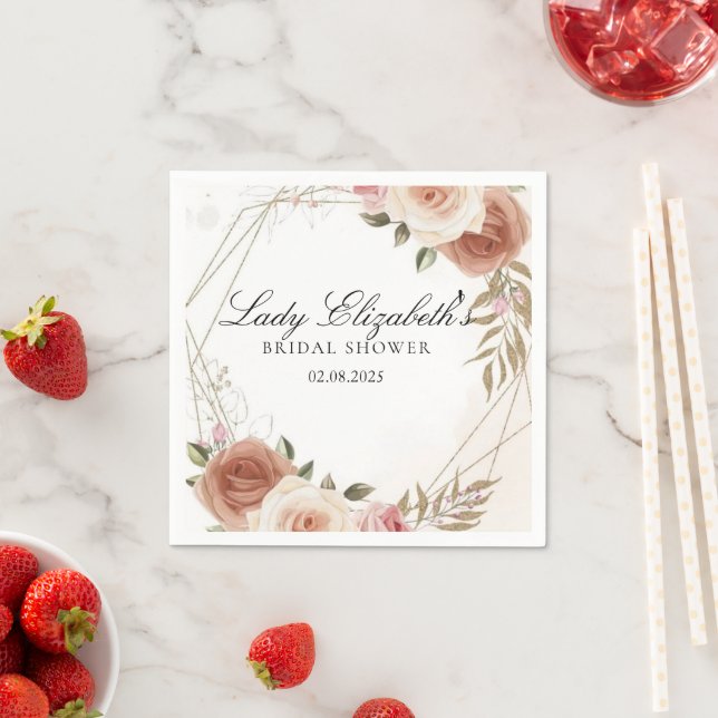 Servilleta De Papel Budget Purple Florals Bridgerton Bridal Shower (In situ)