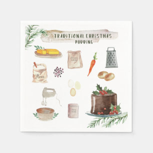 Servilleta De Papel Budín de Navidad Tradicional Fiesta Navideña