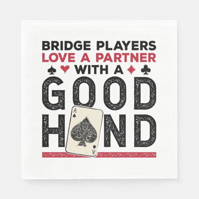 Servilleta De Papel Buena mano de Funny Bridge Player Partner (Anverso)