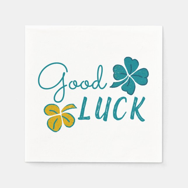 Servilleta De Papel Buena Suerte Cuatro Leaf Clover Shamrock (Anverso)