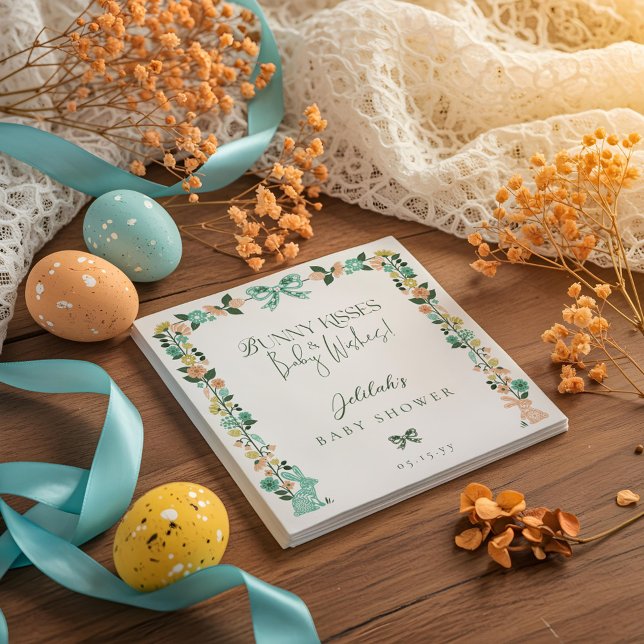 Servilleta De Papel Buey Baby Shower Bow (Spring Wildflower Easter Bunny Baby Shower Bow Napkins)