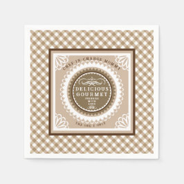 Servilleta De Papel Búfalo marrón Gingham. Napkins