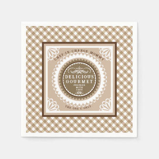 Servilleta De Papel Búfalo marrón Gingham. Napkins