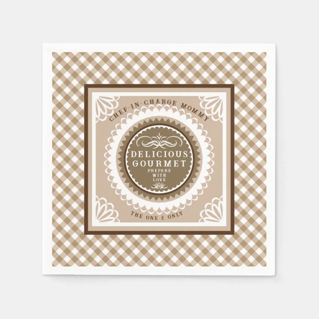 Servilleta De Papel Búfalo marrón Gingham. Napkins (Anverso)