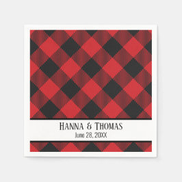 Servilleta De Papel Búfalo Negro Rojo Envuelto Boda Rústico