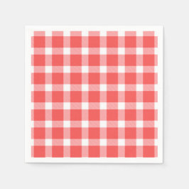 Servilleta De Papel Búfalo Rojo Blanco Cuadros Fiesta Picnic Clásico