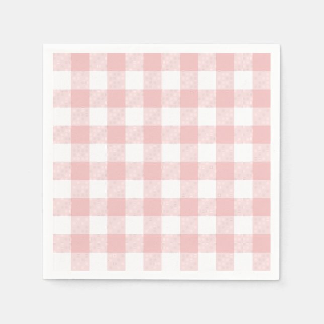 Servilleta De Papel Búfalo rosa y blanco Plaid Gingham (Anverso)