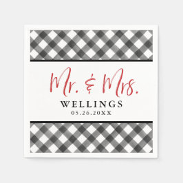 Servilleta De Papel Buffalo Check Boda blanco negro Personalizado Cóct