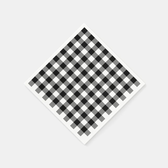 Servilleta De Papel Buffalo Gingham Black And White Check Planteado (Borde)