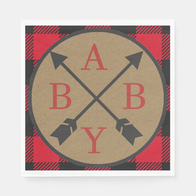 Servilleta De Papel Buffalo Plaid Lumberjack Baby Shower Napkin (Anverso)